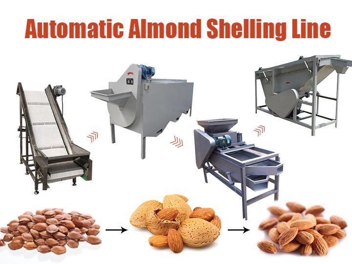 Almond cracking and shelling machine